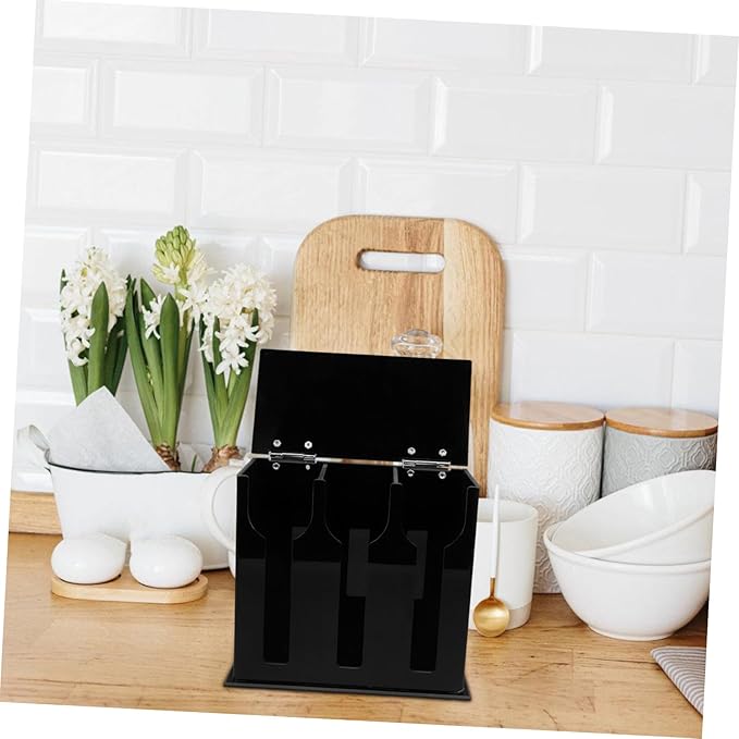 PRETYZOOM Acrylic Utensil Holder with Compartments Spoon and Fork Dispenser for Kitchen Organization Non-Slip Design for Cutlery Storage and Easy Access