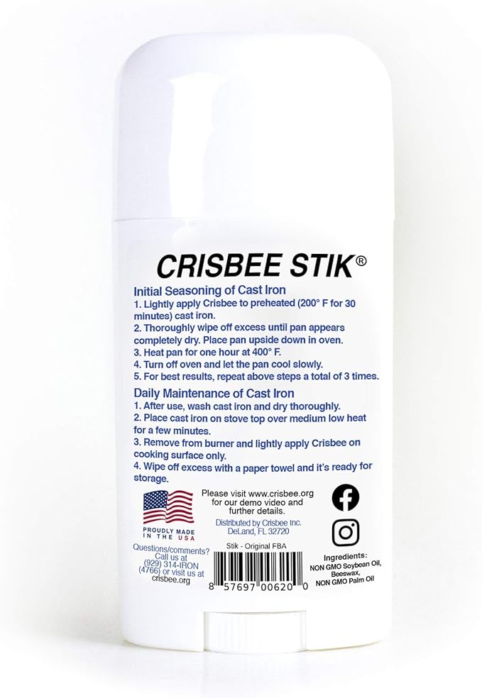 Cast Iron Seasoning Brush Combo - Crisbee Stik & Bamboo Brush - Maintain a Cleaner Non-Stick Skillet - Perfect for Cast Iron and Carbon Steel Cookware