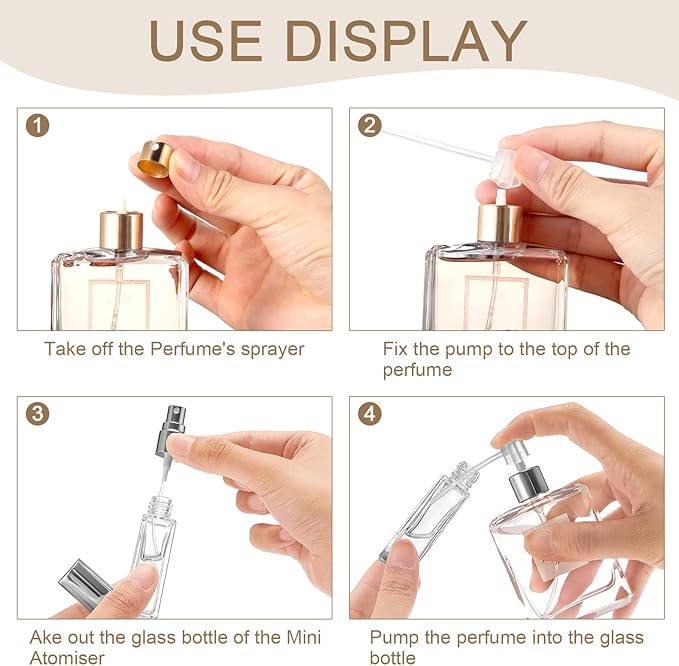 Domensi 30 Pcs 10/20/30 ml Perfume Travel Refillable Bottles Glass Spray Bottle Perfume Atomizer for Cologne Dispenser Leak-proof Fragrance Bottles Atomizer Pump Bottle Kit (Gold, Silver, Black)