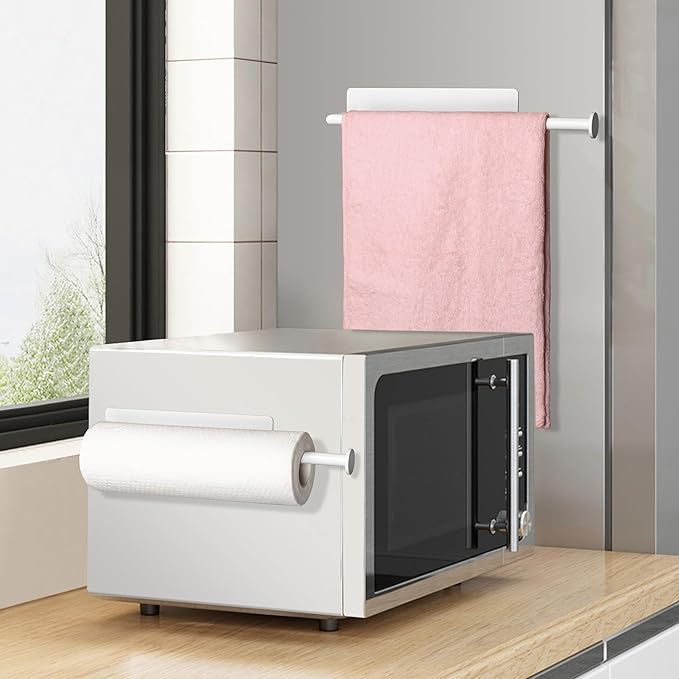 RedCall 2 Pack Magnetic Paper Towel Holder for Fridge,White Kitchen Towel Holder for Refrigerator/BBQ Grills/Griddles Toolbox/RV,Powerful Magnetic Towel Bar,Kitchen Bathroom Organizers and Storage