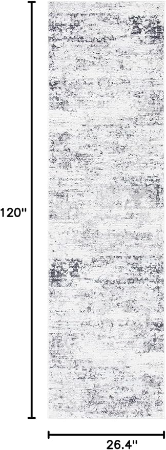 SAFAVIEH Amelia Collection Runner Rug - 2'2" x 10', Ivory & Grey, Modern Abstract Design, Non-Shedding & Easy Care, Ideal for High Traffic Areas in Living Room, Bedroom (ALA700C)
