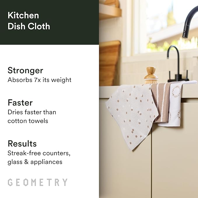 Dishcloth – Evergreen Collection – Quick-Dry, Ultra-Absorbent, Reusable Microfiber Kitchen Towels for Drying & Cleaning - Pebble Play - 3 Pack