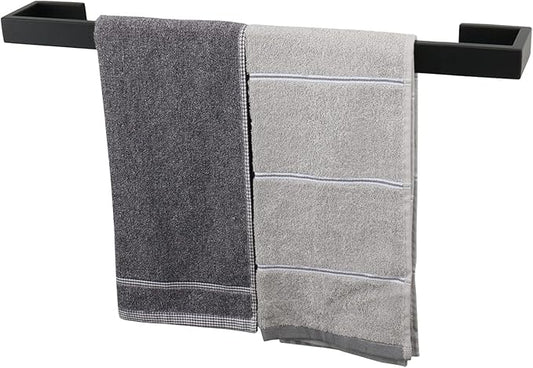 TocTen Bath Towel Rack - Square Base Thicken SUS304 Stainless Steel Towel Bar for Bathroom, Bathroom Bar Accessories Towel Rod Heavy Duty Wall Mounted Towel Holder (Matte Black, 20 Inch)