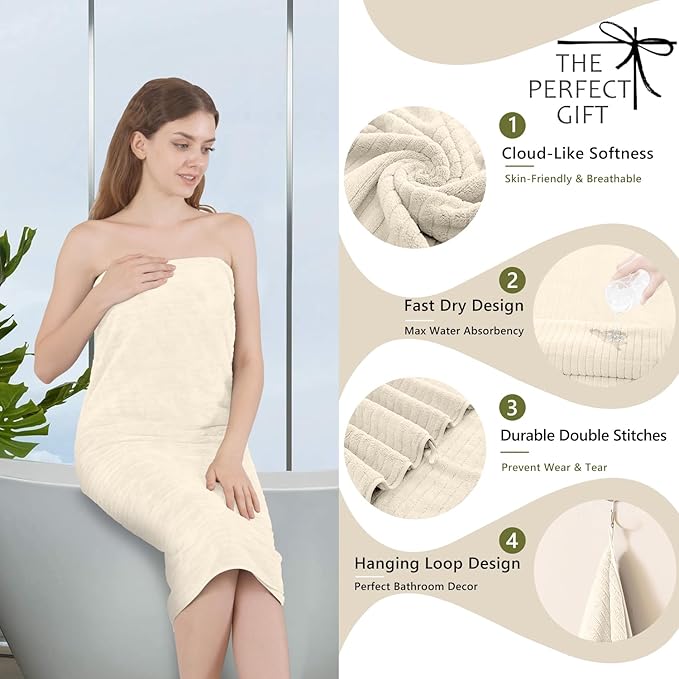 Extra Large Bath Sheet Set of 4,Ultra Soft Fluffy Towel,35”x 70”Oversized Bath Towel Set,Premium Microfiber Bathroom Towel Set Highly Absorbent Quick Dry Shower Towel for Bathroom,Hotel,Spa(Beige)