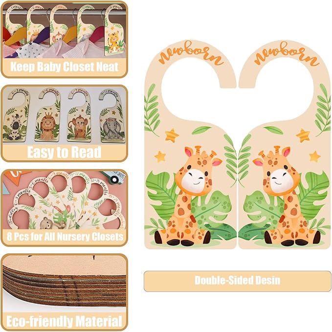 Baby Clothes Organizer - 8 Colorful Zoo Friends Baby Closet Dividers, Size Sorting Magic for Your Little One's Wardrobe (Colorful Number)