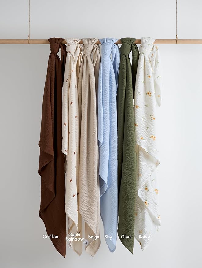 Meracorallo Muslin Swaddle Blanket, 100% Cotton Receiving Blanket Soft and Breathable Swaddle Wrap for Baby Boys and Girls, Olive Green