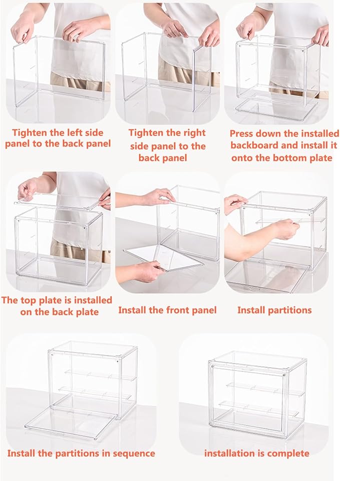 Clear Plastic Stackable Storage Bins, Clear Shoe Box, Dustproof Book & Cosmetic Display Cases, Large Figures Collectibles Showcase, Shoe Storage Boxes, Bag Organizer (1, Transparent-1 Pack)