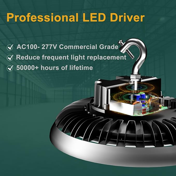 6Pack 250W UFO LED High Bay Light, 37500lm (Eqv.1000W MH/HPS) High Bay LED Shop Lights, 5000K AC100-277V UFO Commercial Warehouse Light