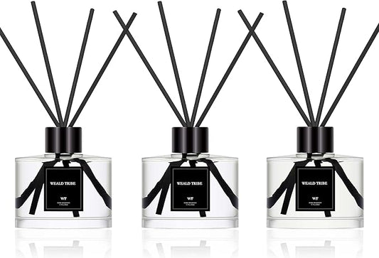 Reed Diffuser Set of 3 for Bathroom Shelf Decor, Sticks Diffuser with Essential Oils Included | Lavender & Fir & Eucalyptus,Jasmine & Lily,Sandalwood Cashmere Rose Scent(1.7 fl oz/Pack) | Defusers