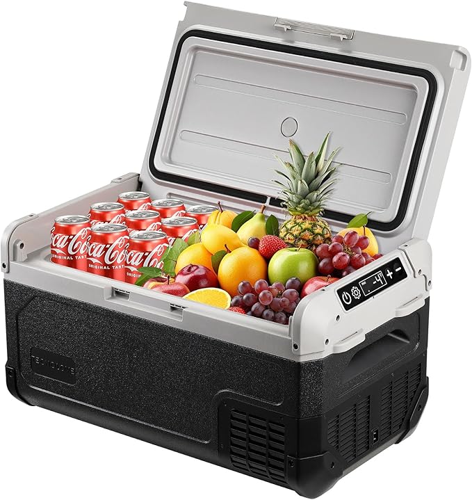 12V Car Refrigerator,21QT Portable Fridge Freezer with Blow Expansion Evaporator,-4℉~68℉ 12/24V DC & 120-240V AC Freezer Cooler for Truck RV SUV Camping Travel，Reversible Door