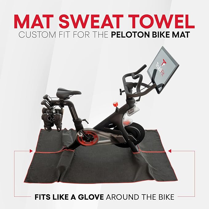 Mat Sweat Towel for the Original Peloton Bike & Bike+ and Cross Training Bike & Bike+, Accessories for Peloton Bike, Washable Mat Towel, Indoor Cycling Floor Mat for Intense Hill Climbs and Workouts