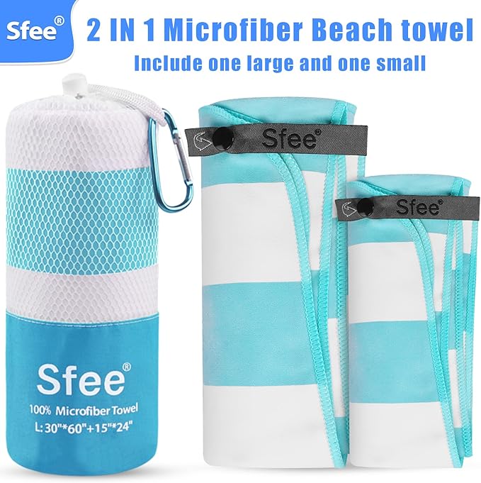 2 in 1 Microfiber Oversized Beach Towel, Quick Dry Towel Travel Towel Camping Towel Super Absorbent Compact Lightweight Sports Gym Towels for Beach,Gym, Hiking, Pool, Backpacking, Bath, Yoga
