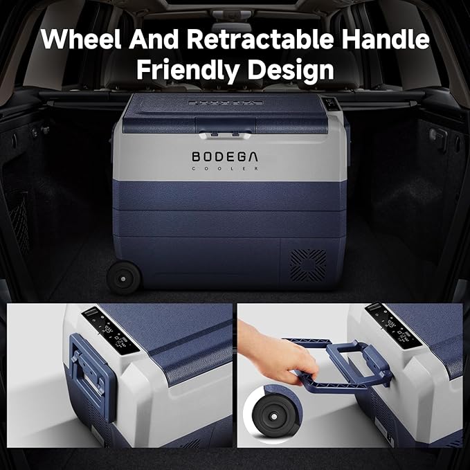 BODEGA BODEGACOOLER 12 Volt Car Refrigerator,64 Quart Portable Fridge Cooler APP Control,-4℉-68℉ 60L Dual Zone Car Freezer Cooler, 12/24V DC and 100-240V AC for Camping,Travel,RV,Boat,Van,Road Trip