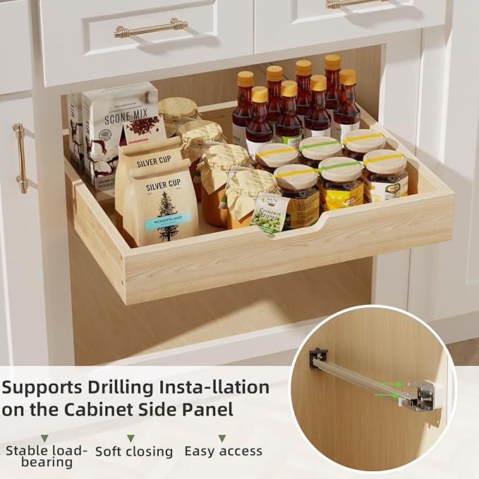Pull Out Drawers for Cabinets, 16½” W x 21” D Soft Close Slide Out Drawers for Kitchen Cabinets, Cabinet Pull Out Shelves Requires At Least 17½” Cabinet Opening