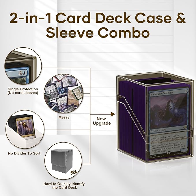 6 Pack Card Deck Cases, Commander Deck Boxes with 600Pcs Card Sleeves and Dividers, Standard Size Cards Storage Box Perfect Fit for MTG, Sport, Trading Cards (6 colors)