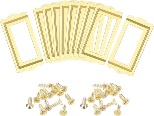 uxcell Metal Label Holders, 85x40mm 10pcs File Name Card Tag Label Holder Frame for Office Library Drawer Cabinet Shelves, Gold Tone
