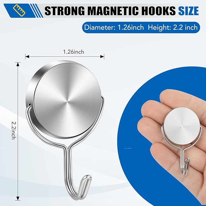 LOVIMAG Cruise Ship Essentials - 80Lbs Swivel Magnetic Hooks, Heavy Duty, School Locker Accessories, Magnetic Hooks for Cruise Cabins, Refrigerator, Hanging, Classroom, Grill, Door - 21 Pack