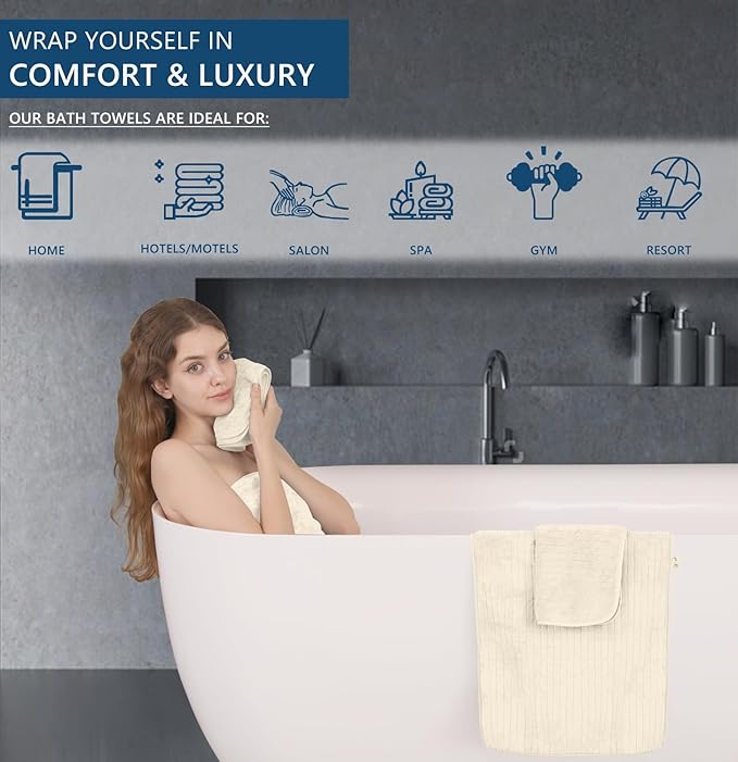 Extra Large Bath Sheet Set of 4,Ultra Soft Fluffy Towel,35”x 70”Oversized Bath Towel Set,Premium Microfiber Bathroom Towel Set Highly Absorbent Quick Dry Shower Towel for Bathroom,Hotel,Spa(Beige)