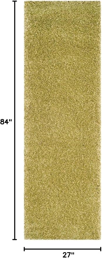 SAFAVIEH Santa Monica Shag Collection 2'3" x 7' Green SGN725 Solid Non-Shedding Living Room Bedroom Dining Room Entryway Plush 2-inch Thick Runner Rug