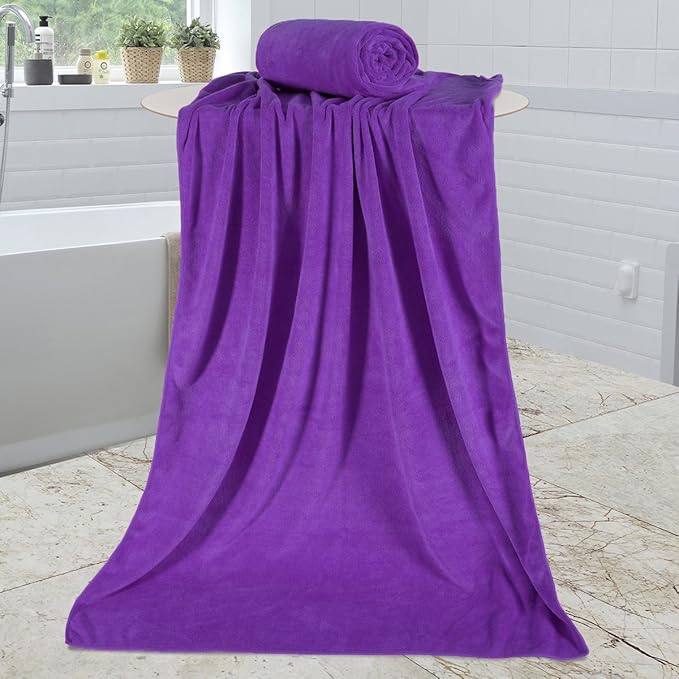 Microfiber Bath Towels, 2 Pack Extra Large Microfiber Towel for Body, 30" x 60", Oversized, Ultra Soft, Super Absorbent, Fast Drying, Perfect for Bathroom, Shower, Sauna, Yoga, Gym, Violet
