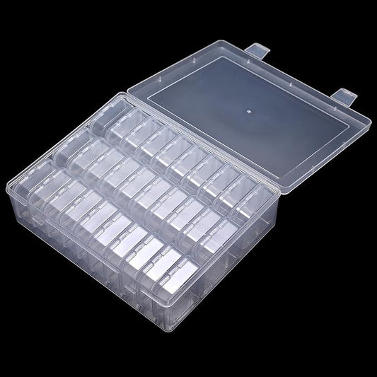 Bead Storage Box Clear Plastic Organizer Containers with Hinged Lids for Bracelet Making Nail Art Seed Beads Stack Craft Case Travel-Friendly Design (30pcs)