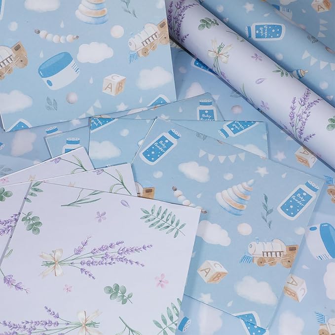 SCENTORINI Scented Drawer Liners for Dresser,6 Lavender + 6 Baby Powder Scent Drawer Paper Liners, Paper Sheets Liner 14.3x19.5 Inch, for Fragrant Home Shelf Closet Bedroom Drawer