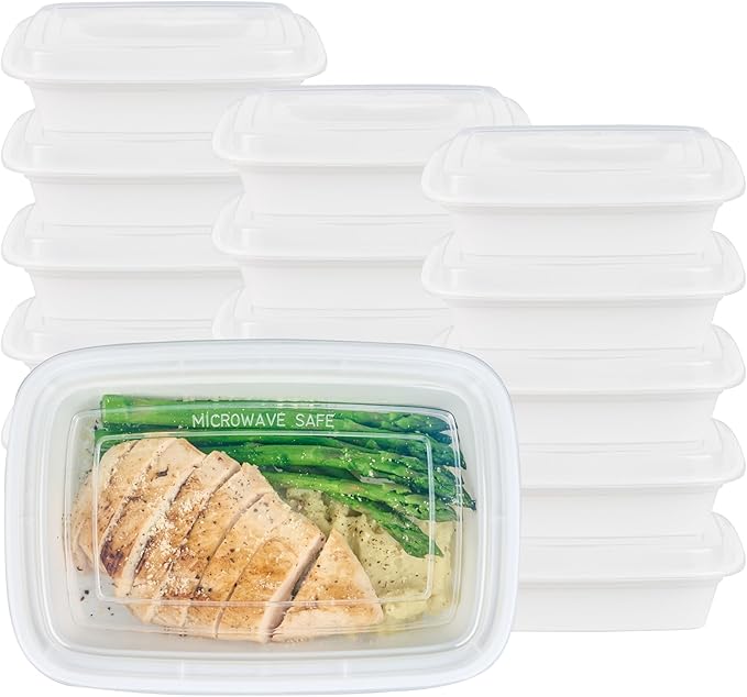 Restaurantware-Asporto 38 Ounce Take Out Containers, 100 Food Containers With Lids - Microwavable, Disposable, White Plastic To Go Boxes For Food, No BPA, For Take Out And Delivery