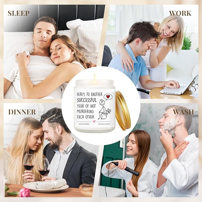 Anniversary Canlde Gifts, Wedding Anniversary Couple Gifts for Men Women Couple Husband Wife Boyfriend Girlfriend Him Her on 15th 10th 1st First Year Scented Candle