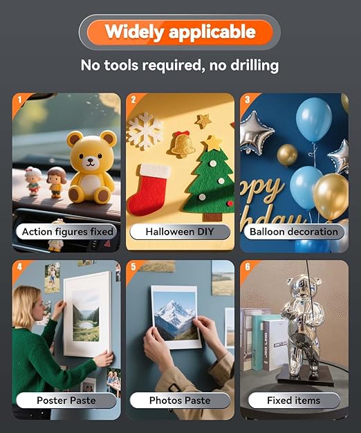 Extra Large Removable Mounting Putty, Strong Double Sided Glue Adhesive Dots No Residue, Clear Museum Sticky Tack for Picture Decor Craft,180 Pcs 0.6 x 1.38 in