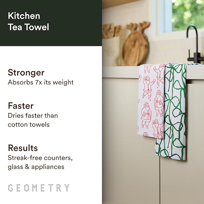 Christmas Kitchen Towels - Quick Dry Microfiber Cloth Dish Towels for Kitchen Drying - Premium Quick Dry Towel 2-Pack Set - Holly Jolly