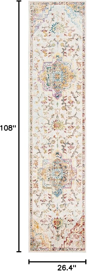 SAFAVIEH Crystal Collection Runner Rug - 2'2" x 9', Light Blue & Grey, Medallion Distressed Design, Non-Shedding & Easy Care, Ideal for High Traffic Areas in Living Room, Bedroom (CRS501M)