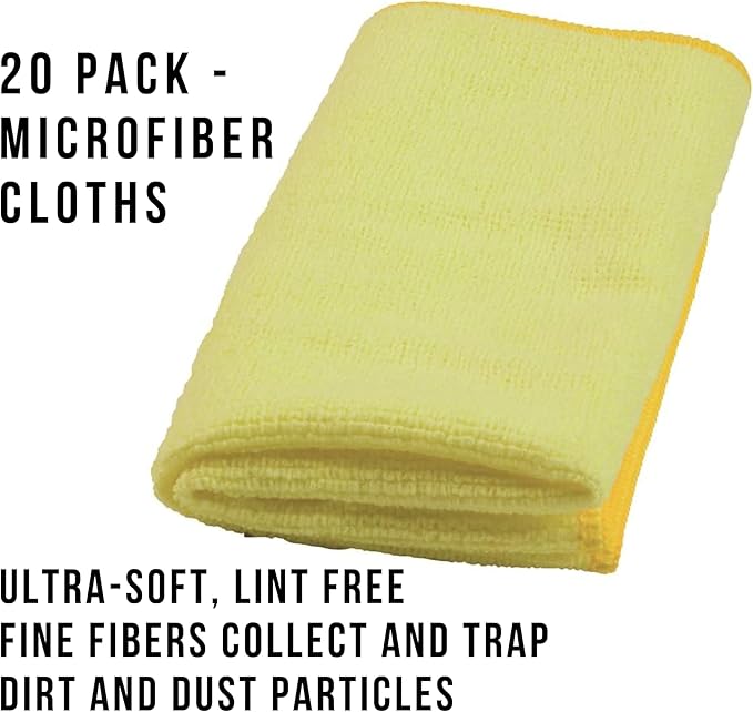 Taski Diversey D7524118 MyMicro Commercial Microfiber Cleaning Cloth, Bulk Cleaning Towels for Housekeeping - Reusable & Lint Free - Large 14 Inch x 14 Inch, Yellow, Pack of 20