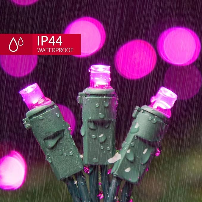 LAMPHOME Pink Mini Christmas Lights, 64.8Ft 300LED Fairy String Lights plug in Waterproof Connectable pink lights for Valentine's Day Decoration Indoor Outdoor Xmas Tree Garland Wreath Holiday Bedroom