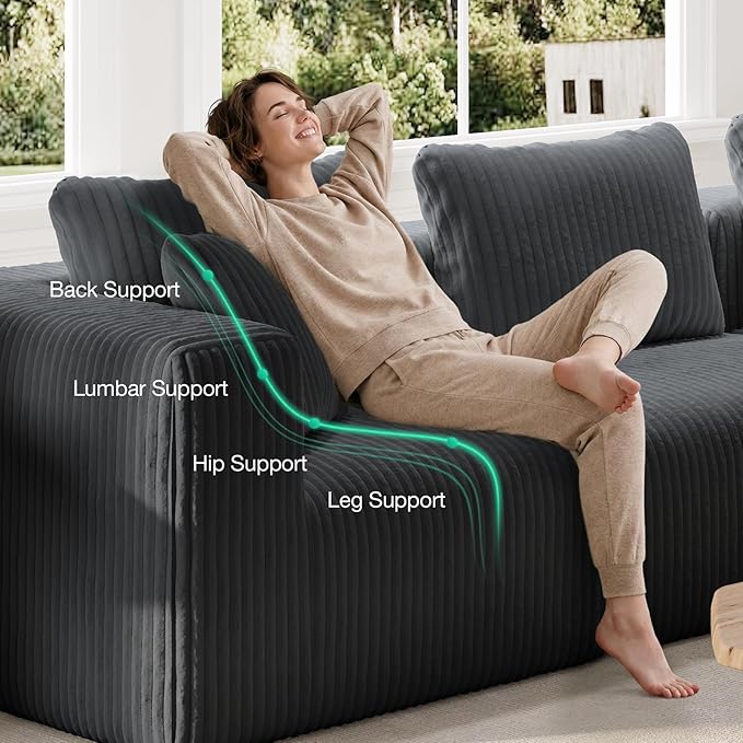 Novilla Modular Sectional Sofa, Modern Cloud Sectional Couch with SmartS Coil® Support, Upholstered Boneless Couch for Living Room Apartments Bedroom, No Assembly Required, Dark Gray (Right-Arm Chair)