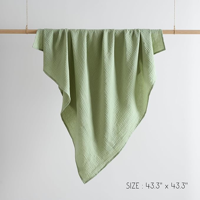 Meracorallo Muslin Swaddle Blanket, 100% Cotton Receiving Blanket Soft and Breathable Swaddle Wrap for Baby Boys and Girls, Sage Green