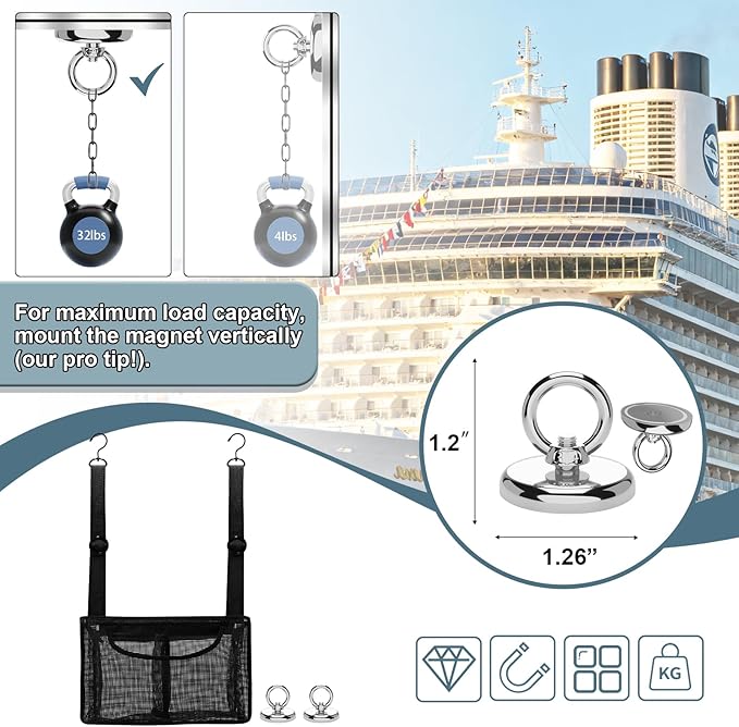 Black PVC Mesh Hanging Shower Caddy with 2 Magnetic Hooks, Adjustable Portable Bathroom Organizer with Pockets for Cruise, Dorm, Gym, Camping, RV, 12"x6"x7"(LxWxH)