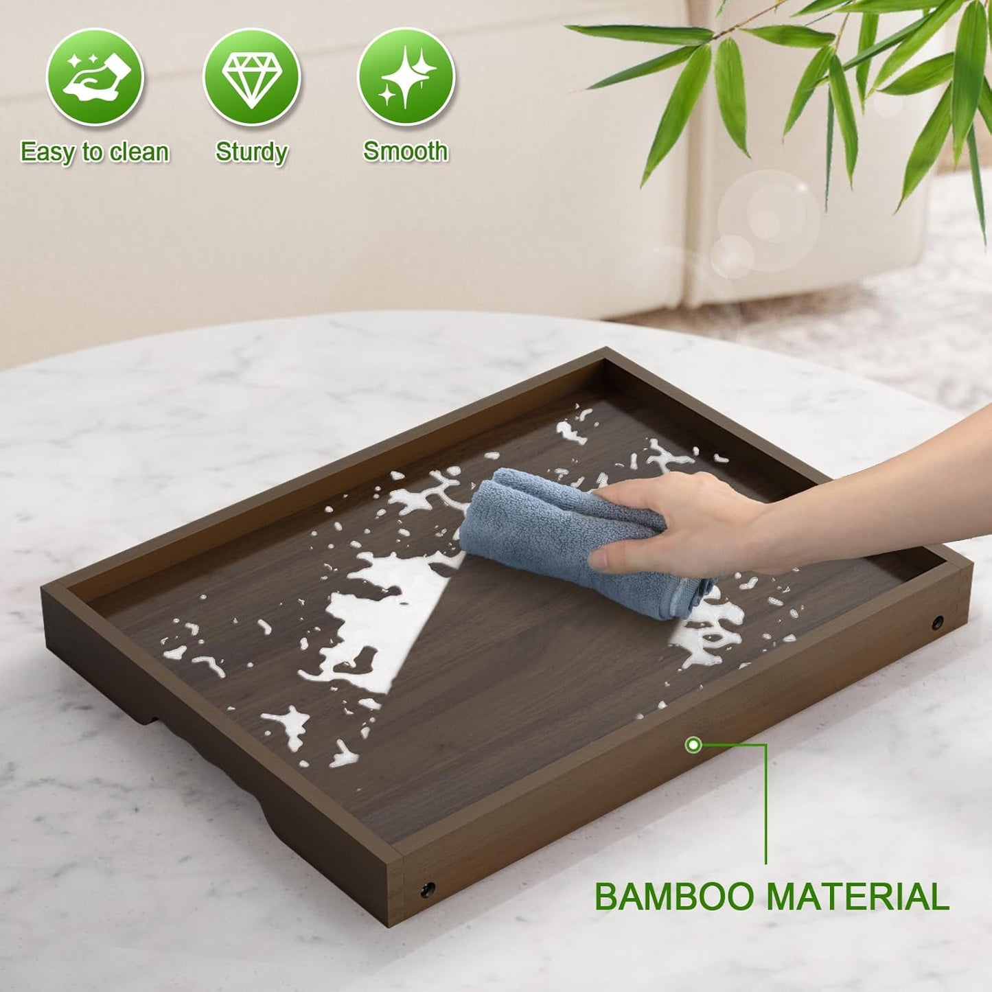 Bamboo Bed Tray Table with Folding Legs & Handles