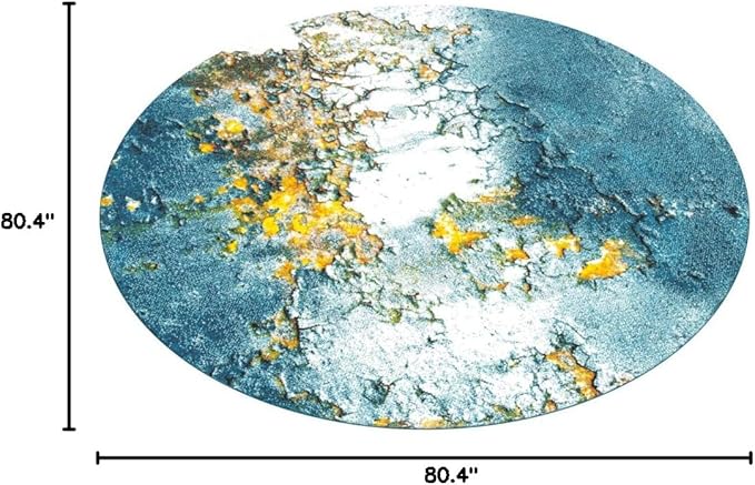SAFAVIEH Glacier Collection Area Rug - 6'7" Round, Blue & Gold, Modern Abstract Design, Non-Shedding & Easy Care, Ideal for High Traffic Areas in Living Room, Bedroom (GLA125M)