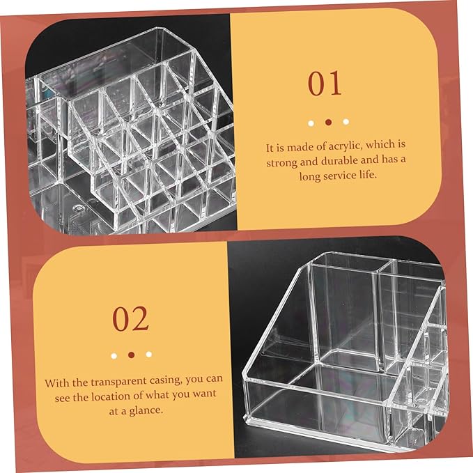 Angoily Makeup Storage Organizer Box Acrylic Case Organizer Cosmetic Storage Case Display Lipstick Foundation Organizer
