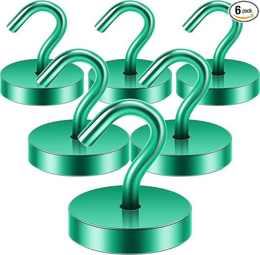 Neosmuk Magnetic Hooks, Cruise Ship Essentials, 120lb+ Heavy Duty Magnetic Hooks for Cruise Cabins, Refrigerator, Grill, Hanging, and Travel | Extra Strong Must-Haves Magnet Hook,Green