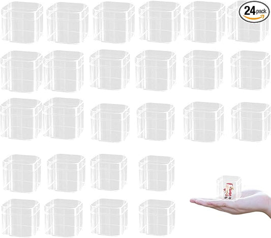 KissYou Acrylic Gift Box with Lid Clear Box Plastic Square Cube 24 Packs Candy Boxes Jewelry Storage Contanier Easter Decorative Boxes