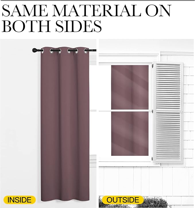 NICETOWN Window Curtain Panels, Dry Rose, 1 Pair, 34 by 54-inch, Thermal Insulated Solid Grommet Blackout Draperies/Drapes for Basement