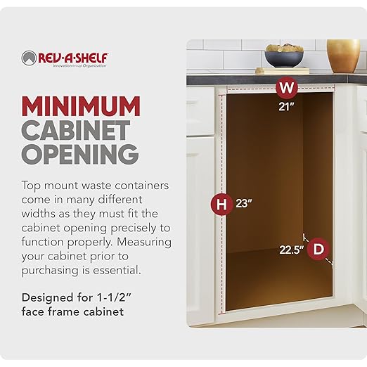 Rev-A-Shelf Top Mount Double Pullout Under Cabinet 50 Quart Kitchen Trash Cans w/ Soft-Close for Full Height Cabinet, 150 Pound Rated Full-Extension Slides, 4WCTM-2450BBSCDM-2