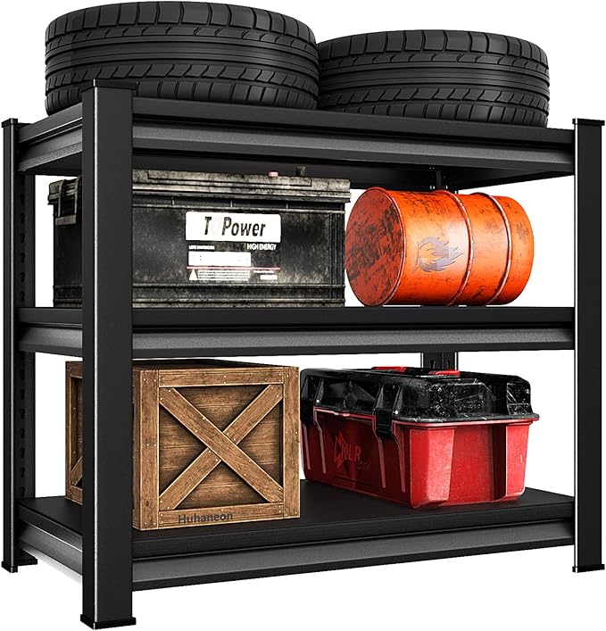 36''W Garage Shelves Heavy Duty - 1,200Lbs Steel Metal Adjustable Utility Storage Shelving Rack Units 36" W x 16" D x 36" H 3 Tier Black