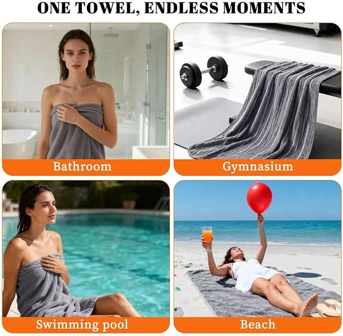Bath Towels Set of 4 Extra Large 35 x 70 Inches,Luxury Thick High Absorbent and Quick Dry Bath Sheet,Ultra Soft Microfiber,Bathroom,Beach,Yoga,Sport,SPA,Fitness (White)