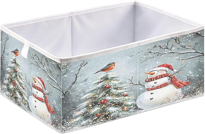Bolaz Snowman and Christmas Tree Closet Organizers Storage Cubes Storage Bins Shelf Baskets Containers for Home Room Office,Square