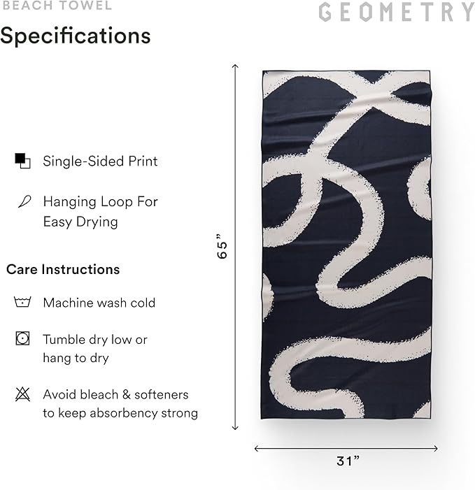 Micro-Loop Beach Towel – Spring & Summer Collection – Quick-Dry, Sand-Resistant, Ultra-Absorbent Compact Towel for Beach & Travel (Wind Down)