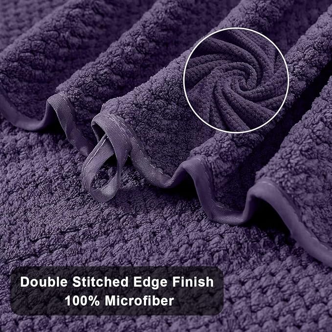 8-Piece Purplr Bath Towels Set,2 Oversized Large Bath Towels Sheet,2 Hand Towels and 4 Washcloths - 600 GSM Soft Luxury Towel Set,Highly Absorbent Quick Dry Towel Collection for Bathroom,Hotel and Spa