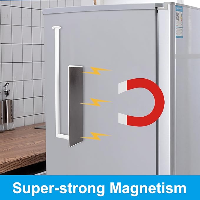 RedCall 2 Pack Magnetic Paper Towel Holder for Fridge,White Kitchen Towel Holder for Refrigerator/BBQ Grills/Griddles Toolbox/RV,Powerful Magnetic Towel Bar,Kitchen Bathroom Organizers and Storage