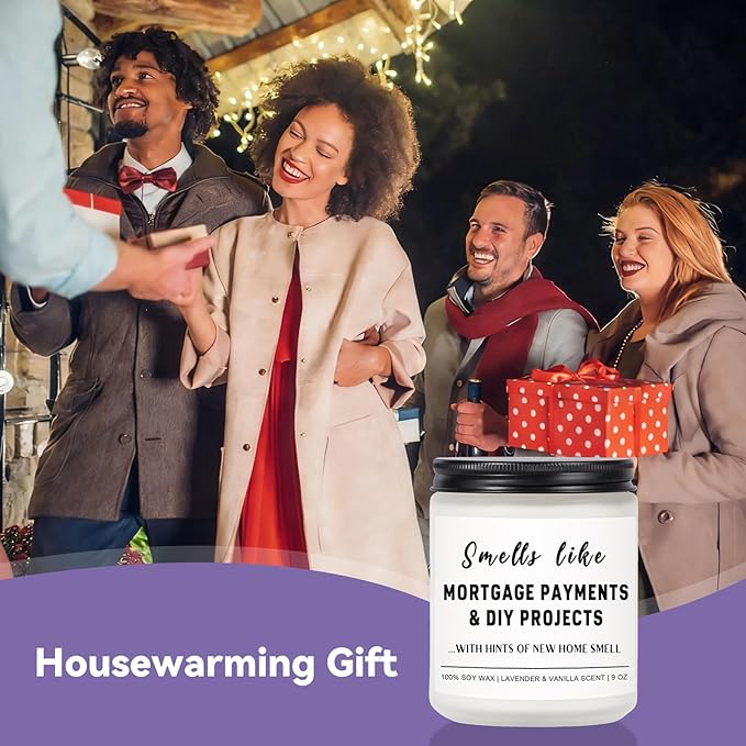 Haukea Funny House Warming Gifts New Home Housewarming Gifts New Home Gift Ideas for Women Men Couple First Apartment Essentials Homeowner Decor Closing Gift - Lavender Scented Candle 9 oz (Homes 2)